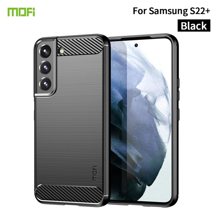 For Samsung Galaxy S22+ 5G MOFI Gentleness Series Brushed Texture Carbon Fiber Soft TPU Case(Black)
