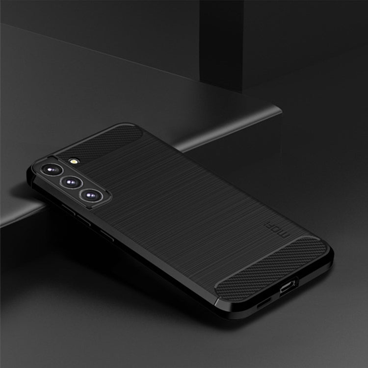 For Samsung Galaxy S22+ 5G MOFI Gentleness Series Brushed Texture Carbon Fiber Soft TPU Case(Black)