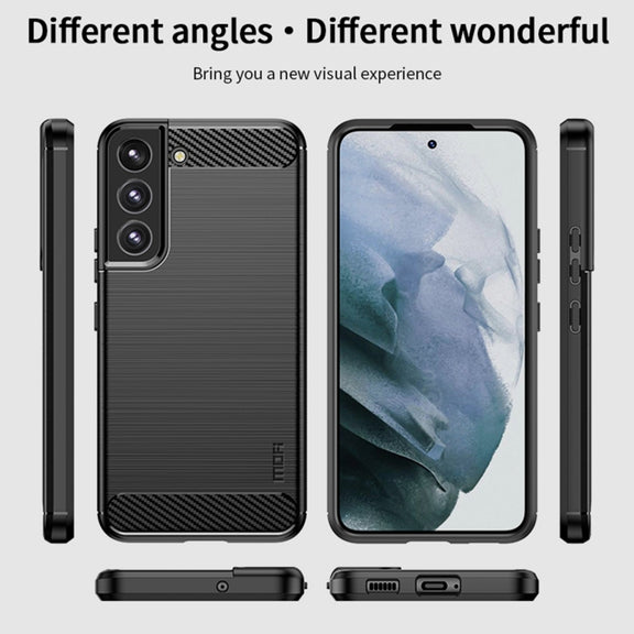 For Samsung Galaxy S22+ 5G MOFI Gentleness Series Brushed Texture Carbon Fiber Soft TPU Case(Black)