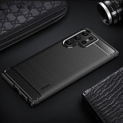 For Samsung Galaxy S22 Ultra 5G MOFI Gentleness Series Brushed Texture Carbon Fiber Soft TPU Case(Black)