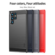 For Samsung Galaxy S22 Ultra 5G MOFI Gentleness Series Brushed Texture Carbon Fiber Soft TPU Case(Black)