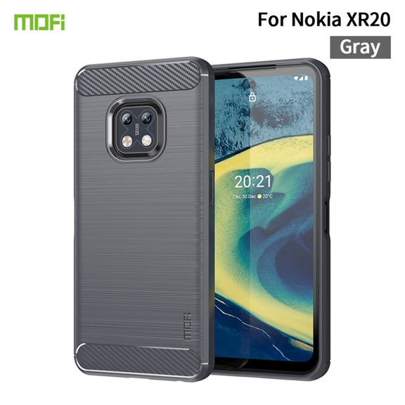 For Nokia XR20 MOFI Gentleness Series Brushed Texture Carbon Fiber Soft TPU Case(Gray)