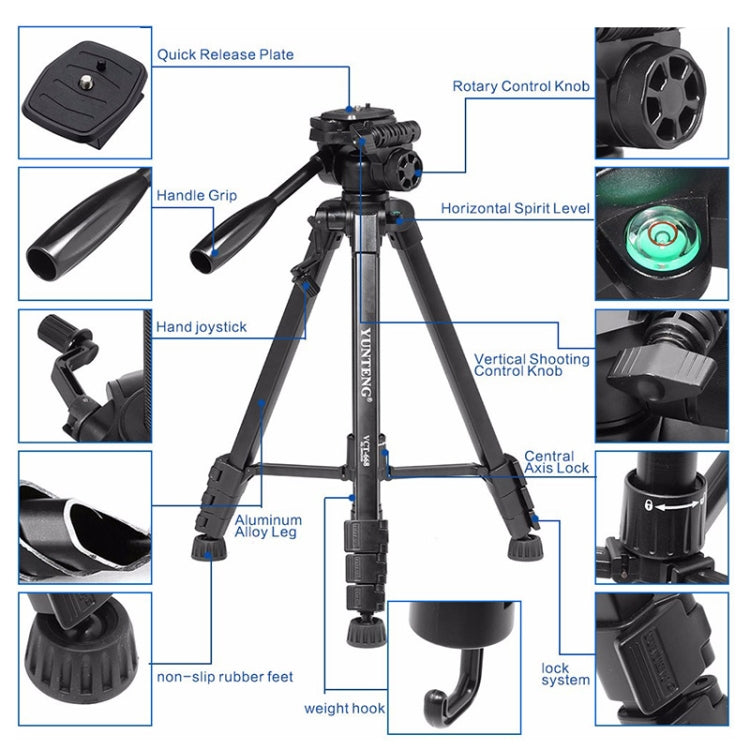 YUNTENG VCT-880 Aluminum Alloy Tripod Mount with Three-Dimensional Tripod Head - free shipping - PMC TechLife - Order now!