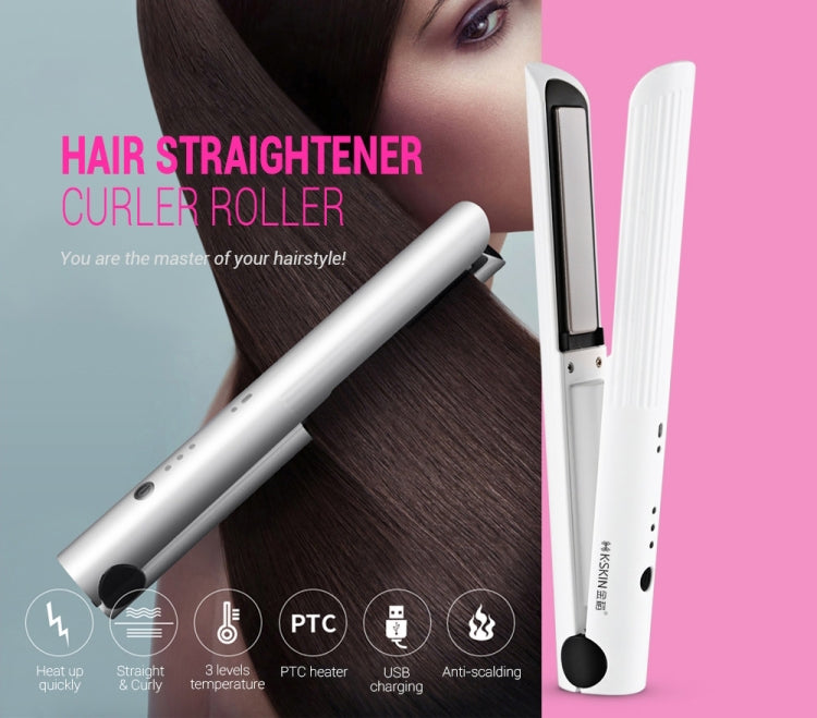 K-SKIN Portable Rechargeable Hair Straightener Curler Cordless Adjustable Temperature Fast Heat Ceramic Iron Styling Tool - free shipping - PMC TechLife - Order now!
