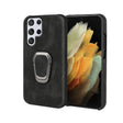 Ring Holder PU Phone Case For Samsung Galaxy S22 Ultra 5G(Black) - Galaxy S22 Ultra 5G Cases by PMC TechLife | Online Shopping South Africa | PMC TechLife | Buy Now Pay Later Mobicred