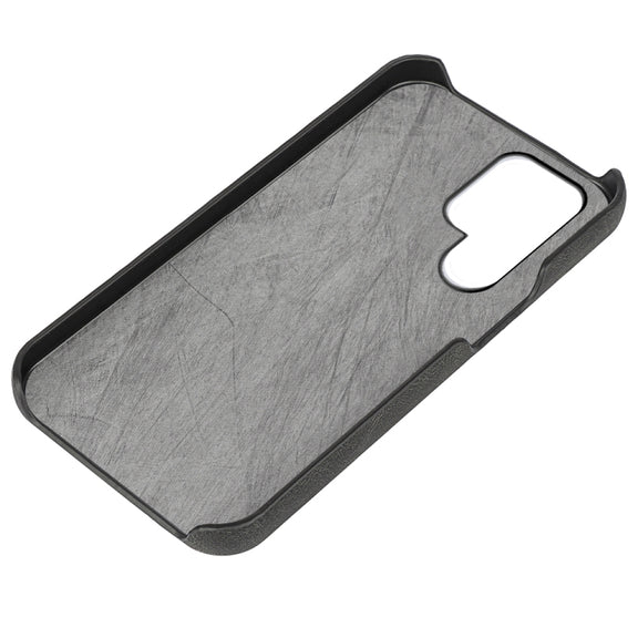 Ring Holder PU Phone Case For Samsung Galaxy S22 Ultra 5G(Black)