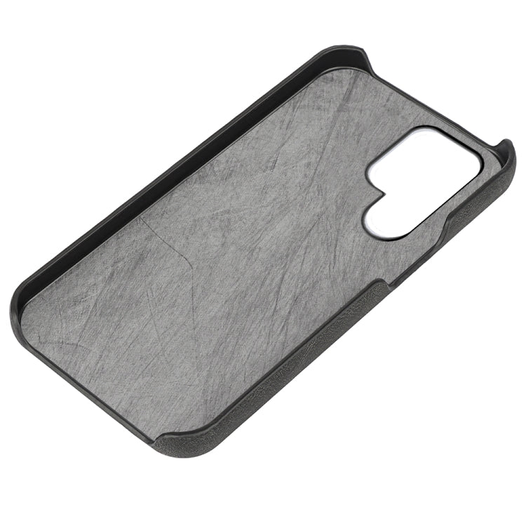 Ring Holder PU Phone Case For Samsung Galaxy S22 Ultra 5G(Black)