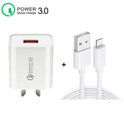 CA-25 QC3.0 USB 3A Fast Charger with USB to 8 Pin Data Cable, AU Plug(White)