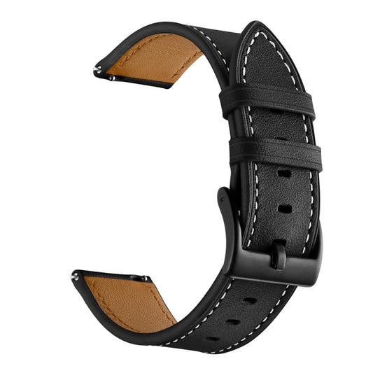 For Huawei Watch GT3 46mm / Watch GT Runner First Layer Leather Sewing Thread Watch Band (Black) - Watch Bands by PMC Jewellery | Online Shopping South Africa | PMC Jewellery | Buy Now Pay Later Mobicred