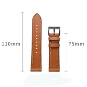 For Huawei Watch GT3 46mm / Watch GT Runner First Layer Leather Sewing Thread Watch Band (Black)