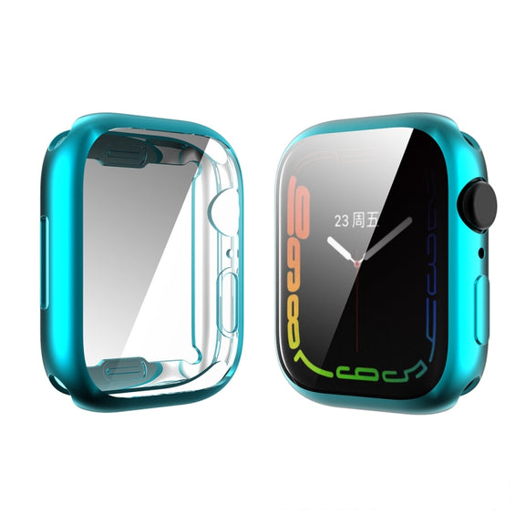 For Apple Watch Series 8 / 7 45mm ENKAY Hat-Prince Electroplated TPU Case(Cyan) - Watch Cases by ENKAY