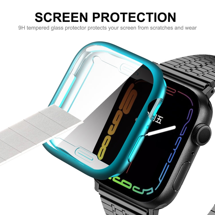 For Apple Watch Series 8 / 7 45mm ENKAY Hat-Prince Electroplated TPU Case(Cyan) - Watch Cases by ENKAY