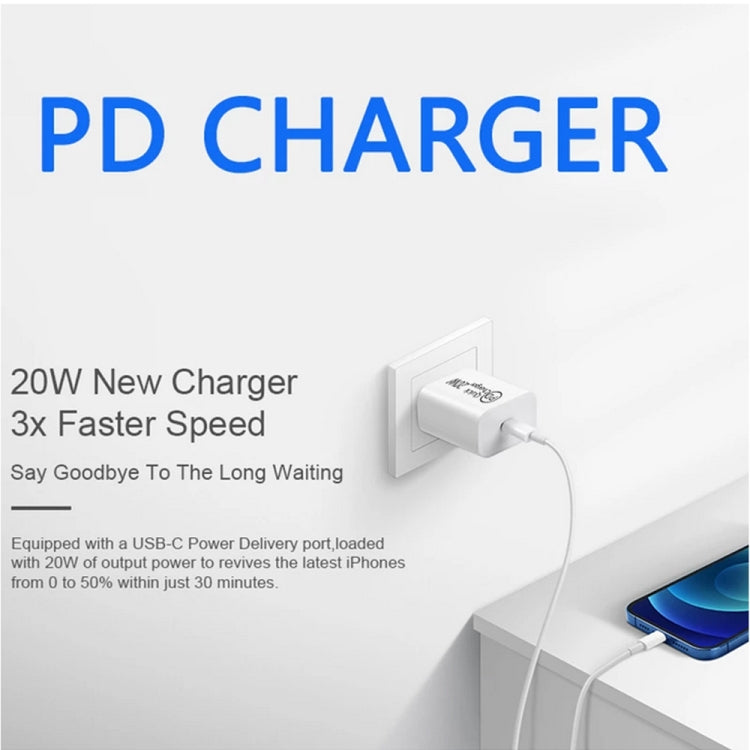 2m AU-20W PD USB-C / Type-C Travel Charger with USB-C to 8 Pin Data Cable, AU Plug - USB Charger by PMC TechLife | Online Shopping South Africa | PMC TechLife | Buy Now Pay Later Mobicred