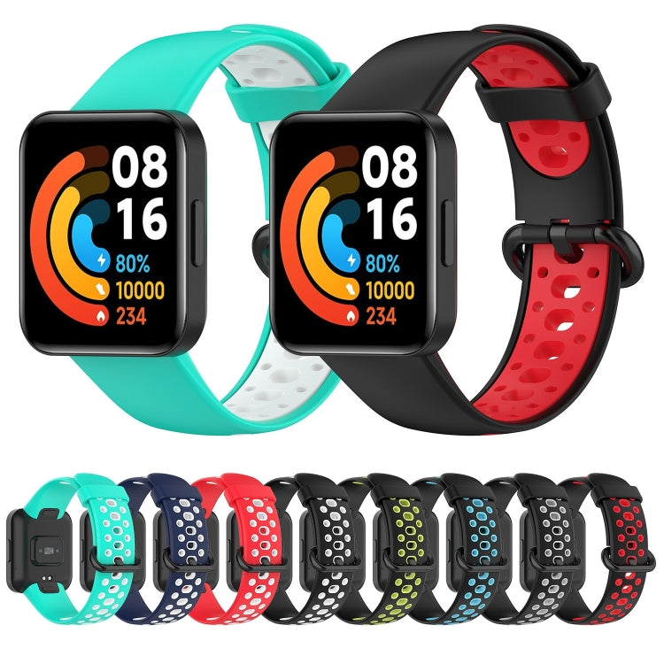 For Xiaomi Redmi Watch 2 Lite Two-Color Mixed Silicone Watch Band(Blue+White) - Watch Bands by PMC TechLife | Online Shopping South Africa | PMC TechLife | Buy Now Pay Later Mobicred