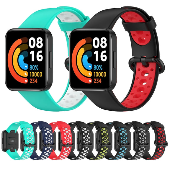 For Xiaomi Redmi Watch 2 Lite Two-Color Mixed Silicone Watch Band(Blue+White)