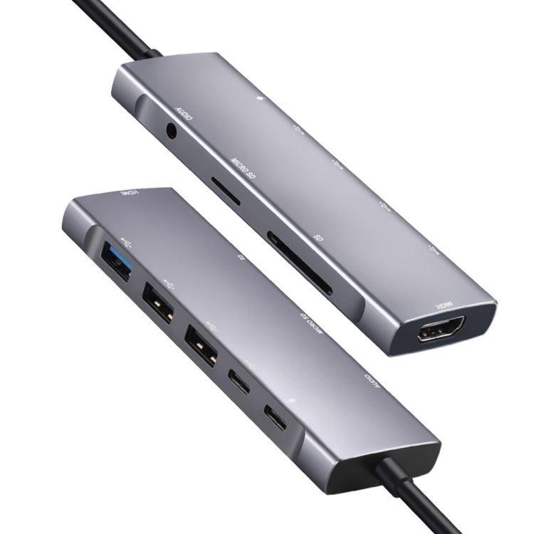9-in-1 USB Type-C to HDMI+USB3.0x3+Type-C+PD+SD/TF+Audio HUB Adapter - USB HUB by PMC TechLife | Online Shopping South Africa | PMC TechLife | Buy Now Pay Later Mobicred