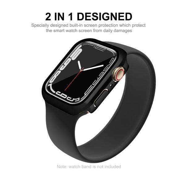 For Apple Watch Series 8 / 7 41mm ENKAY Hat-Prince 2 in 1 PC Frame + 9H Tempered Glass Case(Black) - Watch Cases by ENKAY