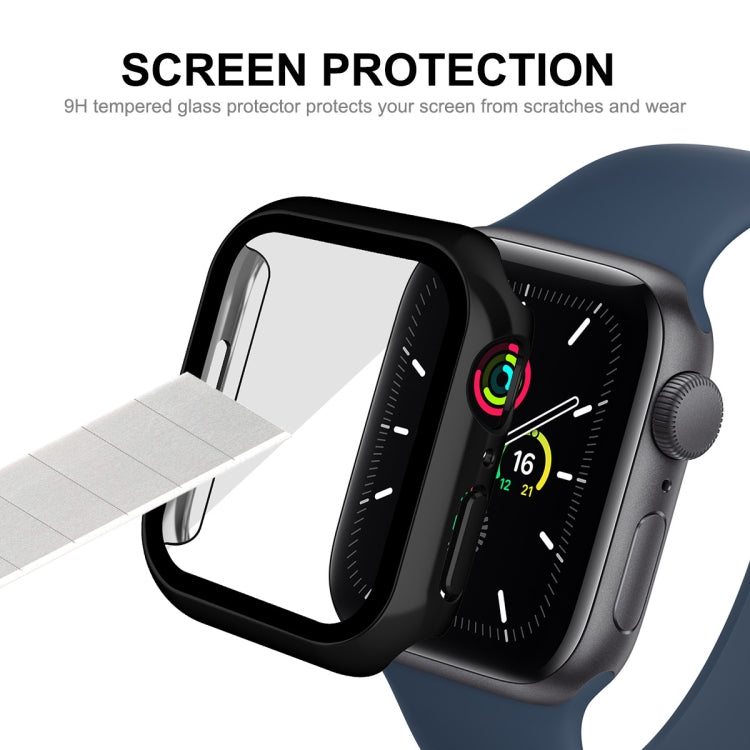 For Apple Watch Series 8 / 7 41mm ENKAY Hat-Prince 2 in 1 PC Frame + 9H Tempered Glass Case(Black) - Watch Cases by ENKAY | Online Shopping South Africa | PMC TechLife | Buy Now Pay Later Mobicred