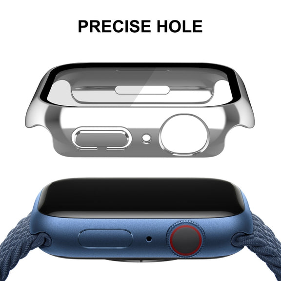 For Apple Watch Series 8 / 7 41mm ENKAY Hat-Prince 2 in 1 PC Frame + 9H Tempered Glass Case(Silver) - Watch Cases by ENKAY
