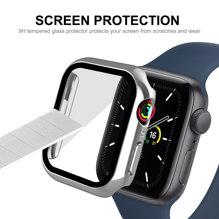 For Apple Watch Series 8 / 7 41mm ENKAY Hat-Prince 2 in 1 PC Frame + 9H Tempered Glass Case(Silver) - Watch Cases by ENKAY | Online Shopping South Africa | PMC TechLife | Buy Now Pay Later Mobicred