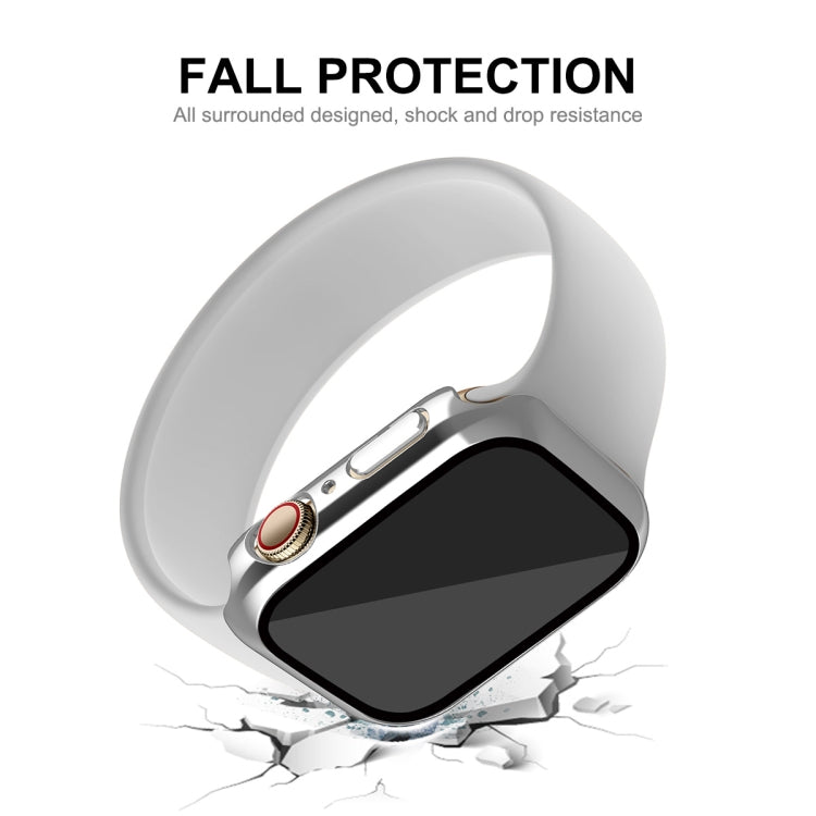 For Apple Watch Series 8 / 7 41mm ENKAY Hat-Prince 2 in 1 PC Frame + 9H Tempered Glass Case(Silver) - Watch Cases by ENKAY | Online Shopping South Africa | PMC TechLife | Buy Now Pay Later Mobicred