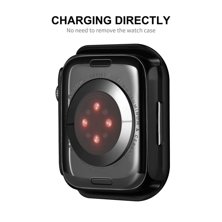 For Apple Watch Series 8 / 7 45mm ENKAY Hat-Prince 2 in 1 PC Frame + 9H Tempered Glass Case(Black)