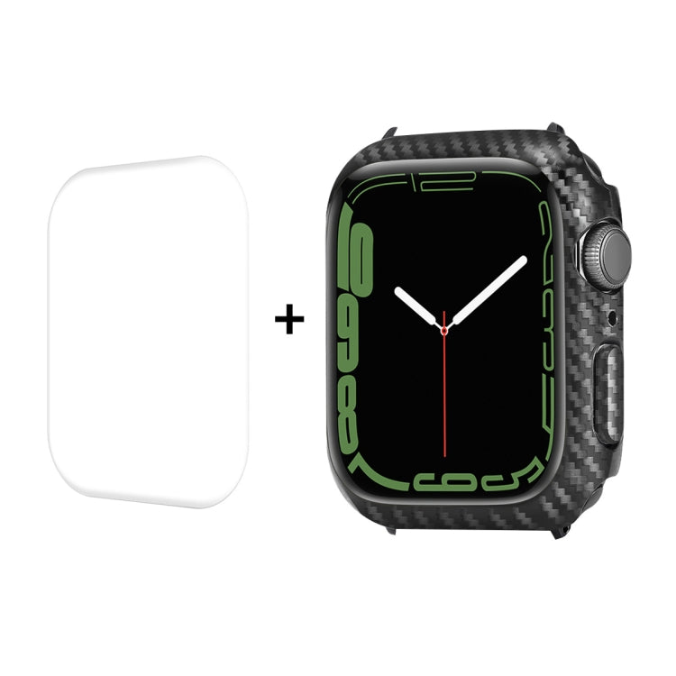 For Apple Watch Series 8 / 7 45mm ENKAY Carbon Fiber PC Case + Full Coverage PET Screen Protector - Watch Cases by ENKAY | Online Shopping South Africa | PMC TechLife | Buy Now Pay Later Mobicred