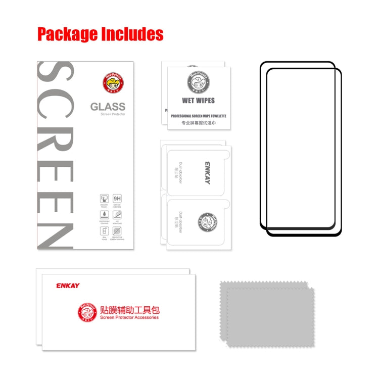 2 PCS For Samsung Galaxy A73 ENKAY 0.26mm 9H Tempered Glass Full Film