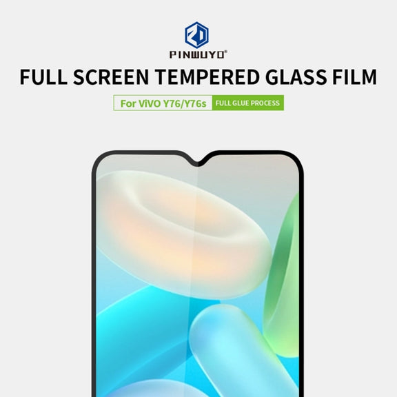 For vivo Y76 5G / Y76S 5G PINWUYO 9H 2.5D Tempered Glass Full Film(Black)