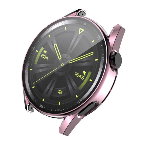 For Huawei Watch GT 3 42mm ENKAY PC Frame + Tempered Glass Protector Composite Case(Pink) - Watch Cases by ENKAY
