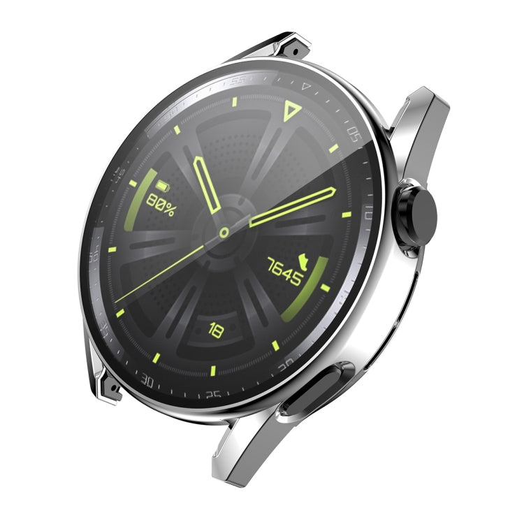 For Huawei Watch GT 3 46mm ENKAY PC Frame + Tempered Glass Protector Composite Case(Silver) - Watch Cases by ENKAY