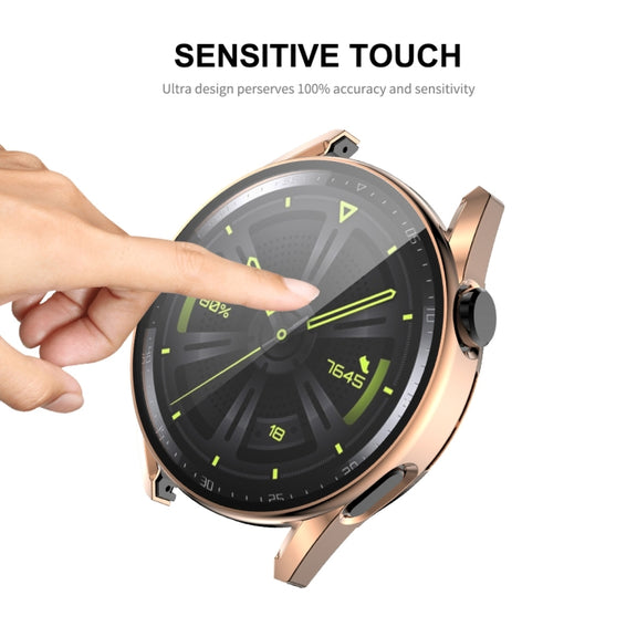 For Huawei Watch GT 3 46mm ENKAY PC Frame + Tempered Glass Protector Composite Case(Black) - Watch Cases by ENKAY