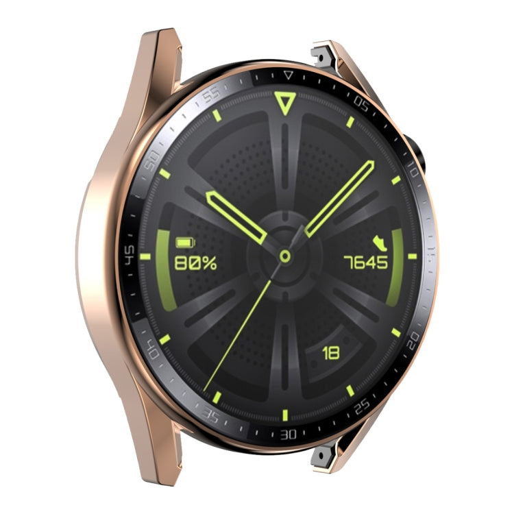 For Huawei Watch GT 3 46mm ENKAY PC Frame + Tempered Glass Protector Case With Scale(Rose Gold) - Watch Cases by ENKAY