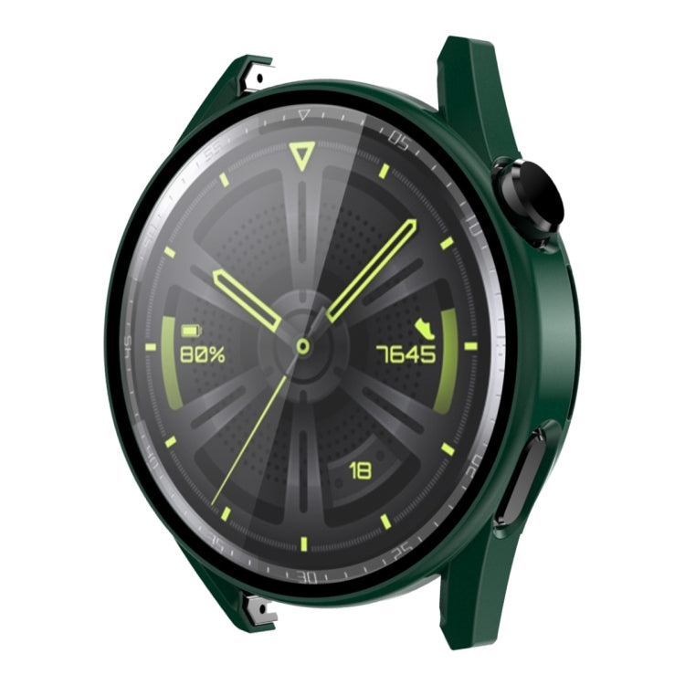 For Huawei Watch GT 3 42mm ENKAY Matte PC Frame + Tempered Glass Protector Case(Dark Green)