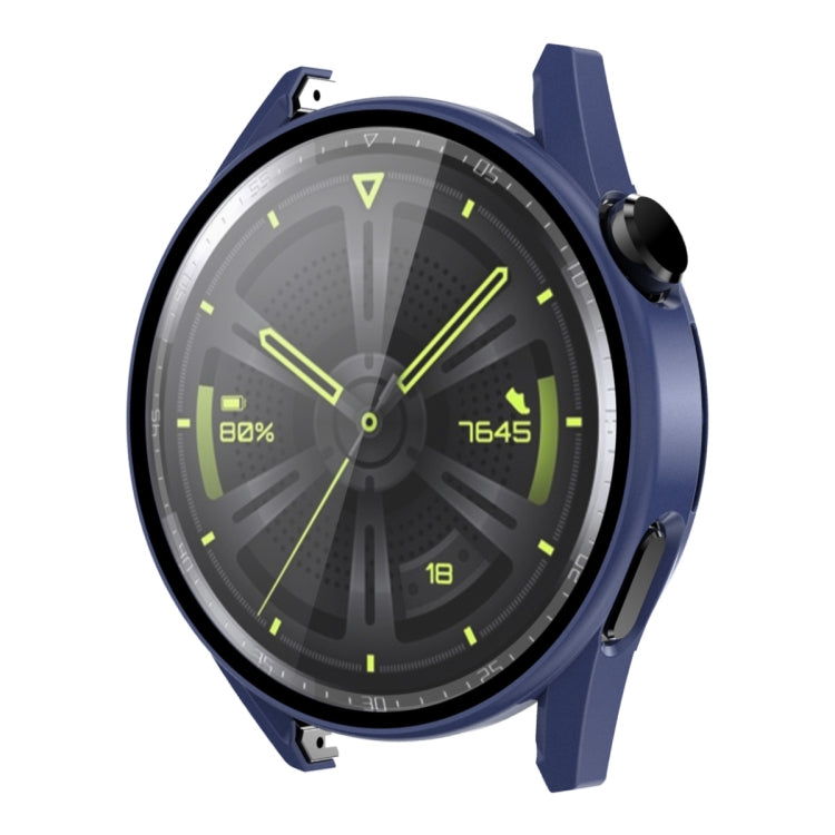 For Huawei Watch GT 3 46mm ENKAY Matte PC Frame + Tempered Glass Protector Case(Dark Blue) - Watch Cases by ENKAY