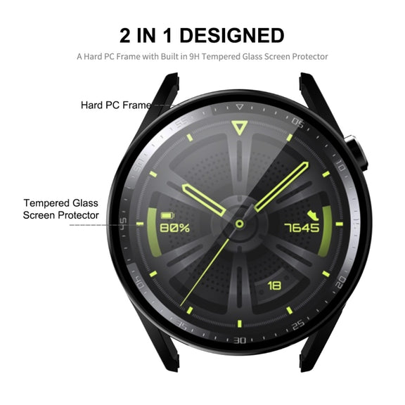 For Huawei Watch GT 3 46mm ENKAY Matte PC Frame + Tempered Glass Protector Case(Silver)