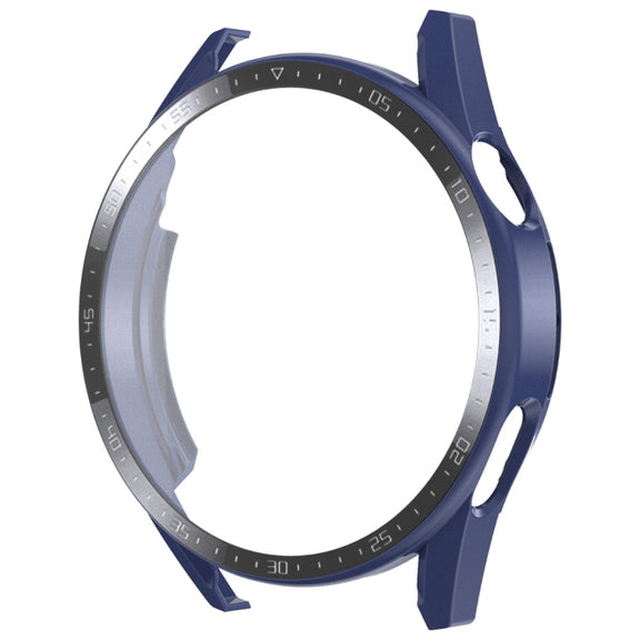 For Huawei Watch GT 3 46mm ENKAY Matte PC Frame + Tempered Glass Protector Case With Scale(Dark Blue)