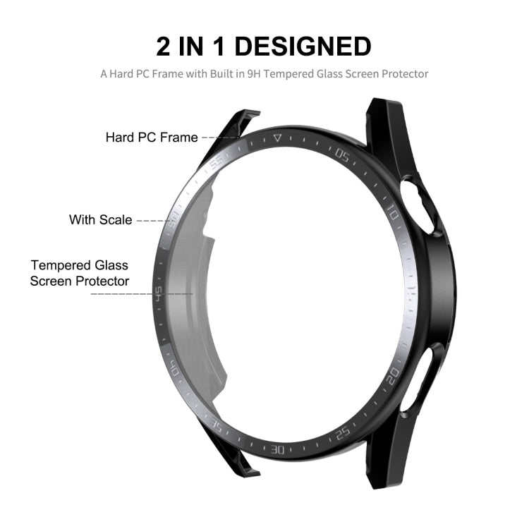 For Huawei Watch GT 3 46mm ENKAY Matte PC Frame + Tempered Glass Protector Case With Scale(Black)