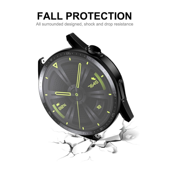 For Huawei Watch GT 3 46mm ENKAY Matte PC Frame + Tempered Glass Protector Case With Scale(Black)