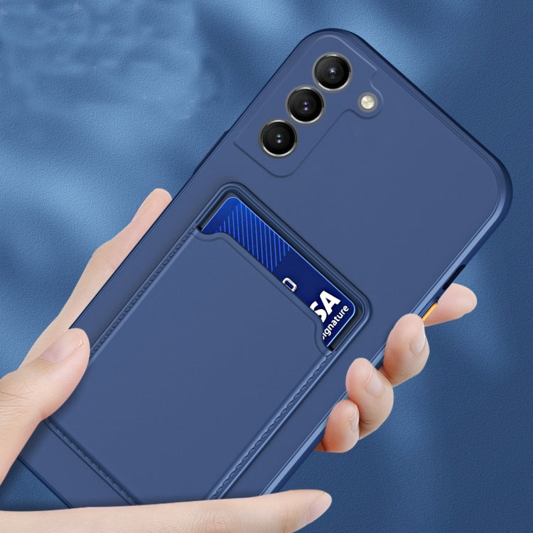 For Samsung Galaxy S22 Ultra 5G Skin Feel Card Contrast Color Button TPU Phone Case(Dark Blue) - free shipping - PMC TechLife - Order now!