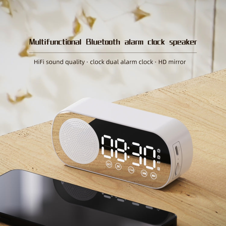 Z7 Digital Bluetooth 5.0 Speaker Multi-function Mirror Alarm Clock FM Radio(White)