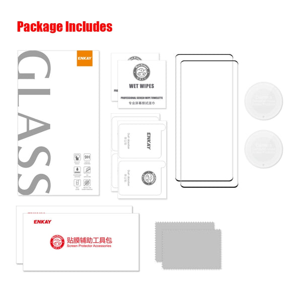 For Honor X9A / Magic5 Lite 2pcs ENKAY 3D Hot Bending Edge Glue Tempered Glass Full Film with Lens Film