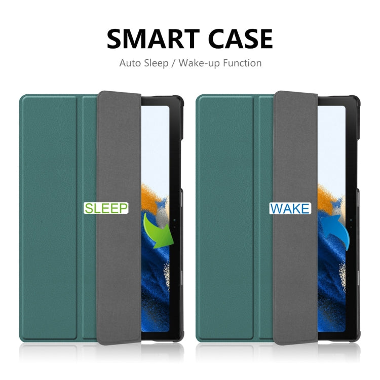 For Samsung Galaxy Tab A8 10.5 2021 ENKAY Custer Texture Leather Smart Tablet Case(Dark Green)