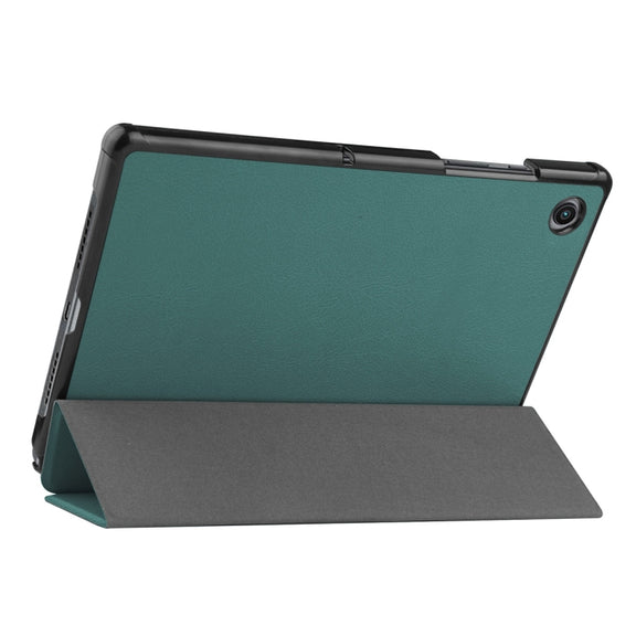 For Samsung Galaxy Tab A8 10.5 2021 ENKAY Custer Texture Leather Smart Tablet Case(Dark Green)