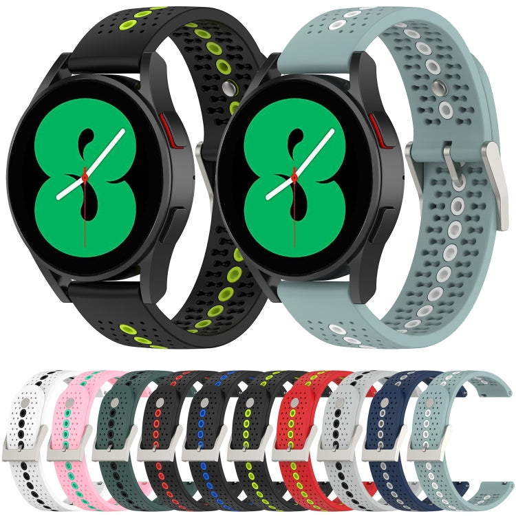 For Samsung Galaxy Watch4 40mm Two-Color Silicone Breathable Watch Band(Red+Green) - Watch Bands by PMC TechLife | Online Shopping South Africa | PMC TechLife | Buy Now Pay Later Mobicred