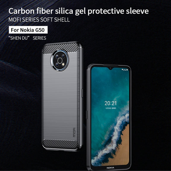For Nokia G50 MOFI Gentleness Brushed Carbon Fiber Soft TPU Case(Black)