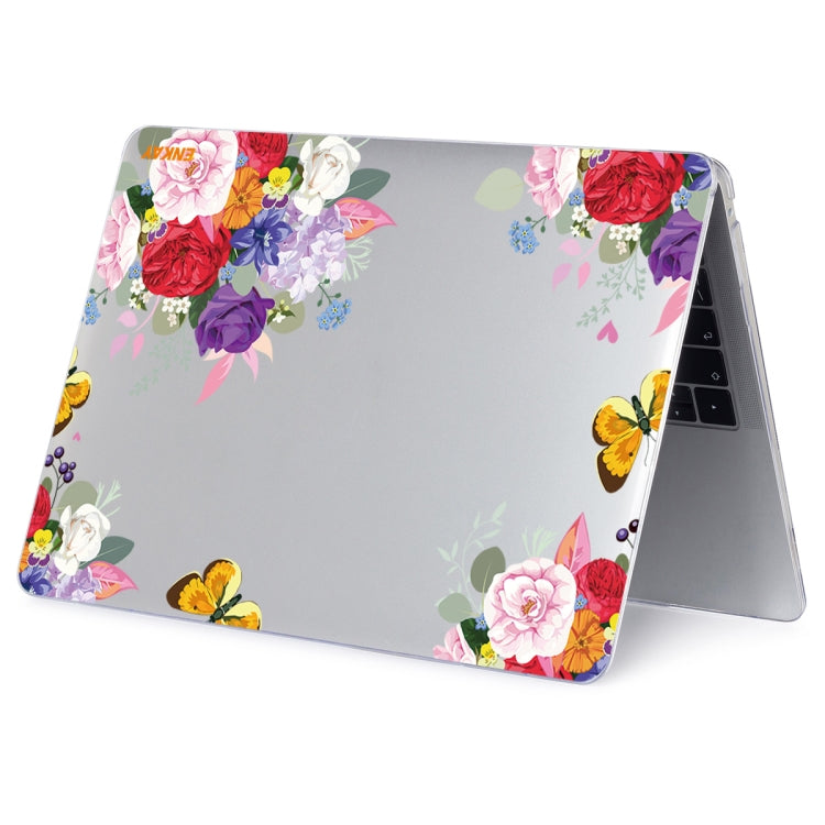 ENKAY Flower Series Pattern Laotop Protective Crystal Case For MacBook Pro 13.3 inch A1706 / A1708 / A1989 / A2159(Rose) - MacBook Pro Cases by ENKAY | Online Shopping South Africa | PMC TechLife | Buy Now Pay Later Mobicred