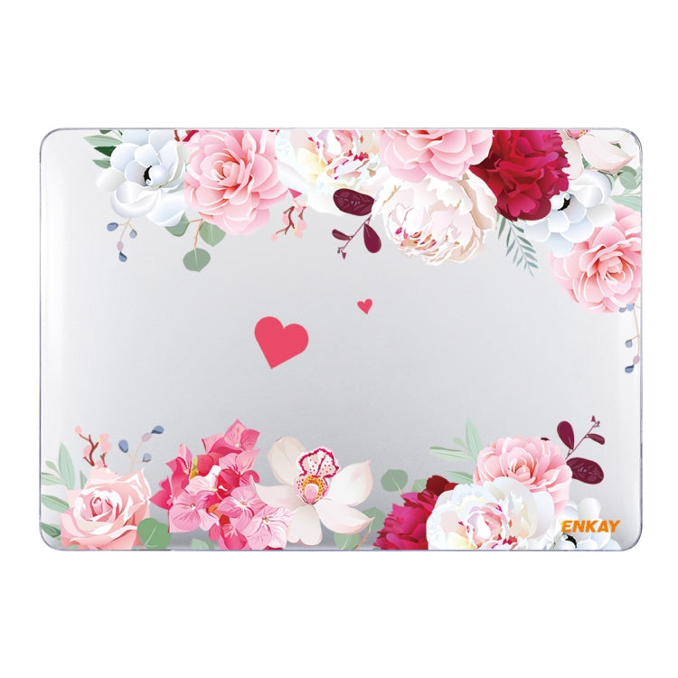 ENKAY Flower Series Pattern Laotop Protective Crystal Case For MacBook Pro 13.3 inch A1706 / A1708 / A1989 / A2159(Peony) - MacBook Pro Cases by ENKAY | Online Shopping South Africa | PMC TechLife