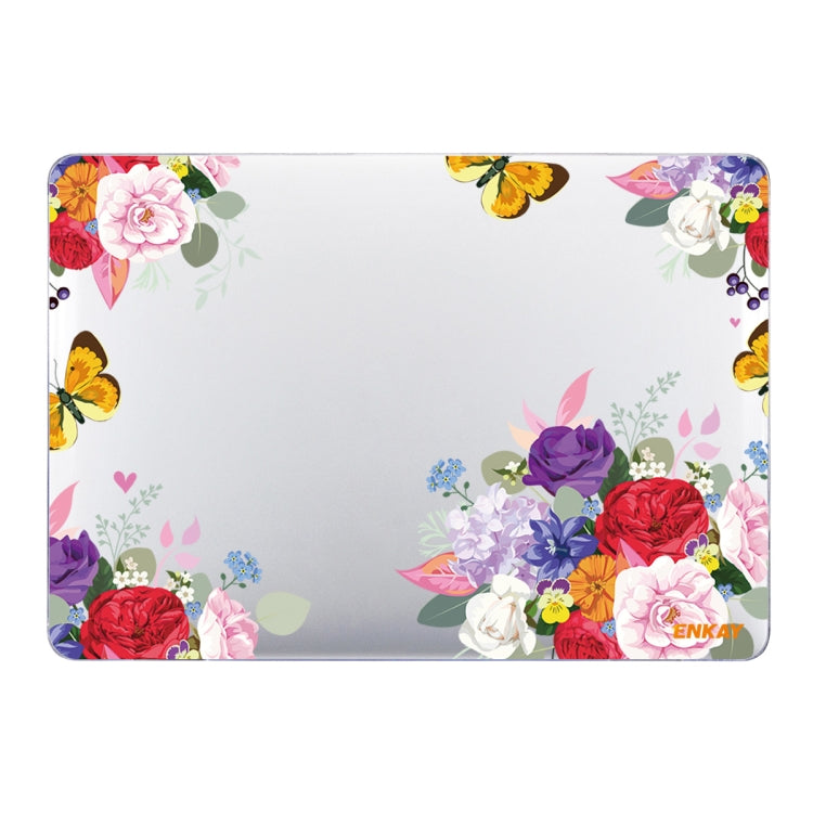 ENKAY Flower Series Pattern Laotop Protective Crystal Case For MacBook Air 13.3 inch A1932 / A2179 / A2337(Rose) - MacBook Air Cases by ENKAY | Online Shopping South Africa | PMC TechLife | Buy Now Pay Later Mobicred