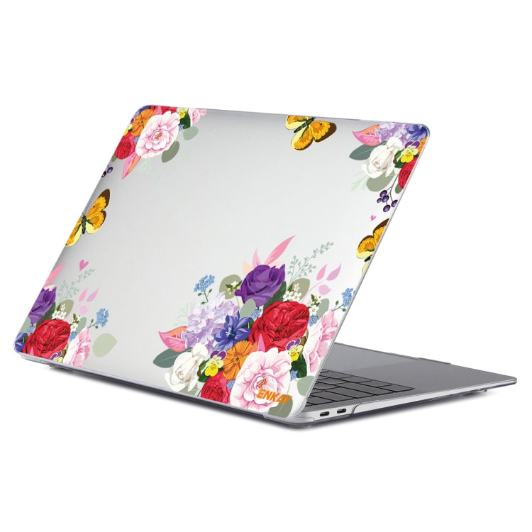 ENKAY Flower Series Pattern Laotop Protective Crystal Case For MacBook Air 13.3 inch A1932 / A2179 / A2337(Rose) - MacBook Air Cases by ENKAY | Online Shopping South Africa | PMC TechLife | Buy Now Pay Later Mobicred